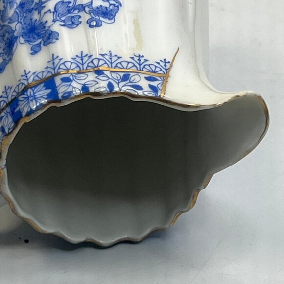 China Blau Rosslau Blue and White Floral Pitcher with Scalloped Edge For Decor - Picture 3 of 5